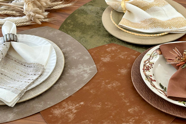 Colorful reversible vinyl placemats, luxurious and affordable