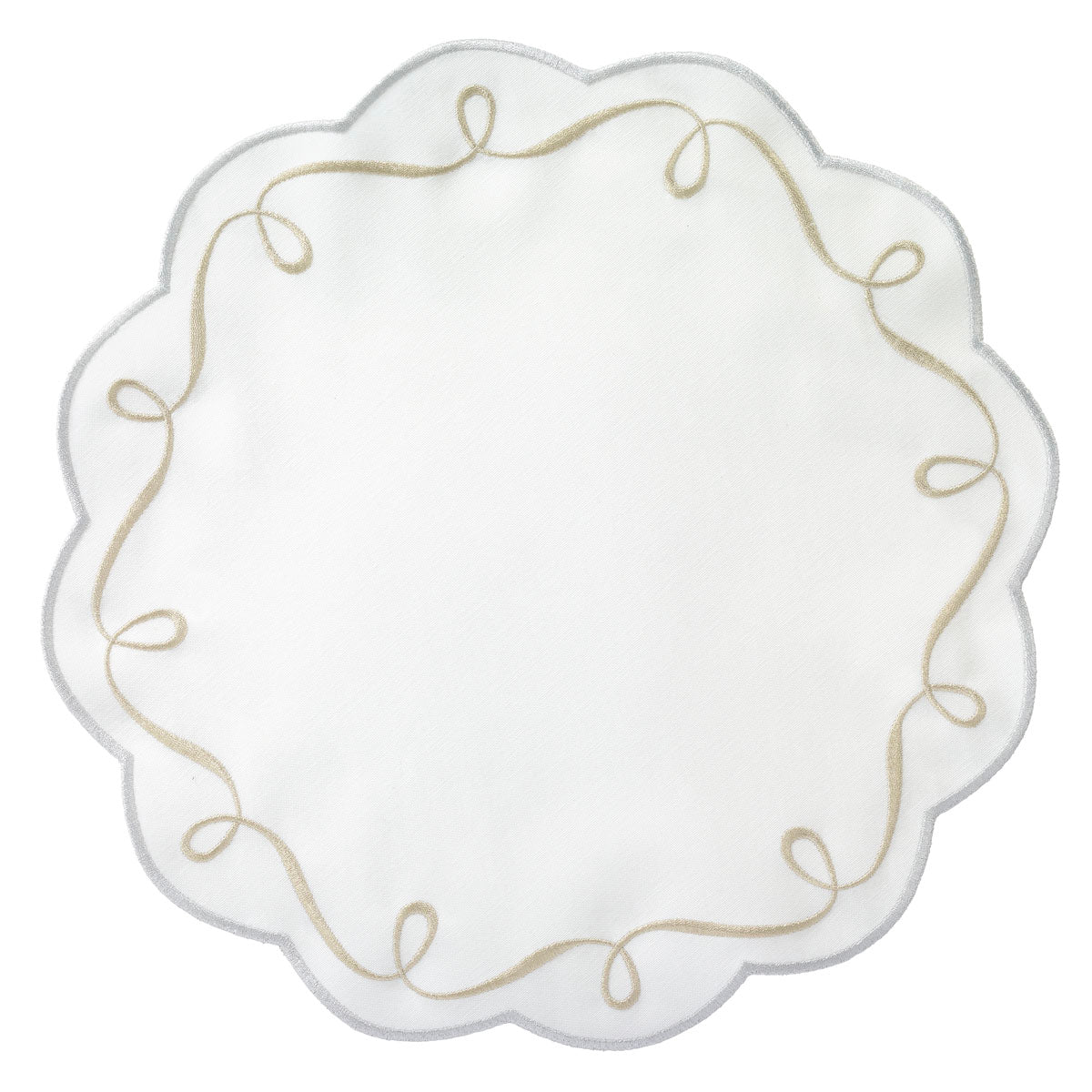 Ribbon Twirl Embroidered Round Placemats