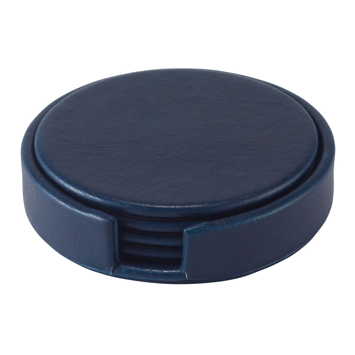 Tanner Round Vegan Leather Coasters with Holder