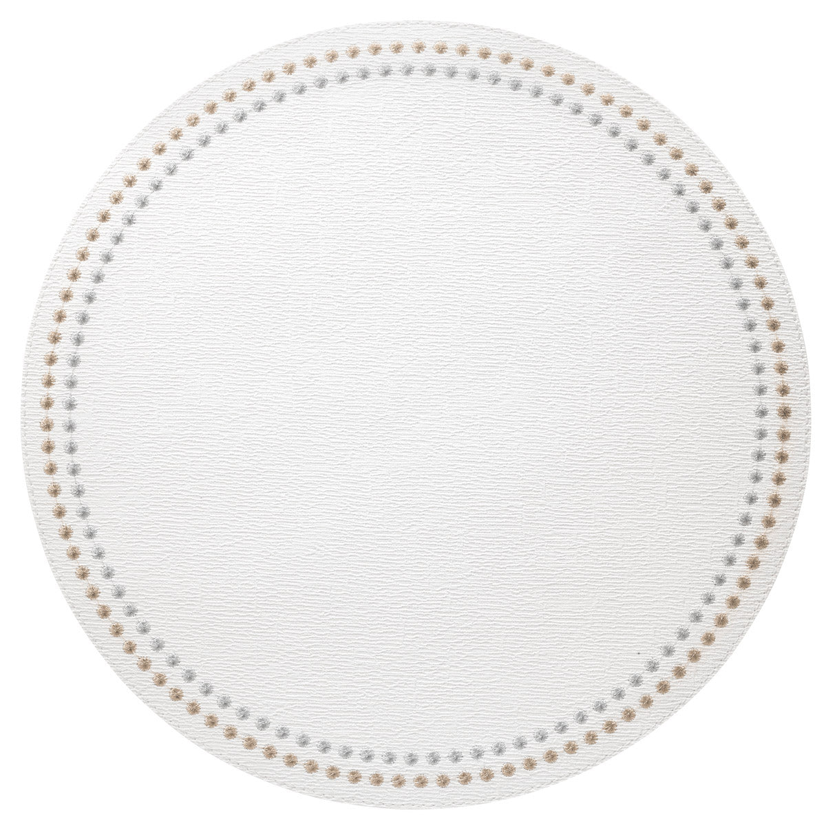 Pearls 15-Inch Round Embroidered Placemats