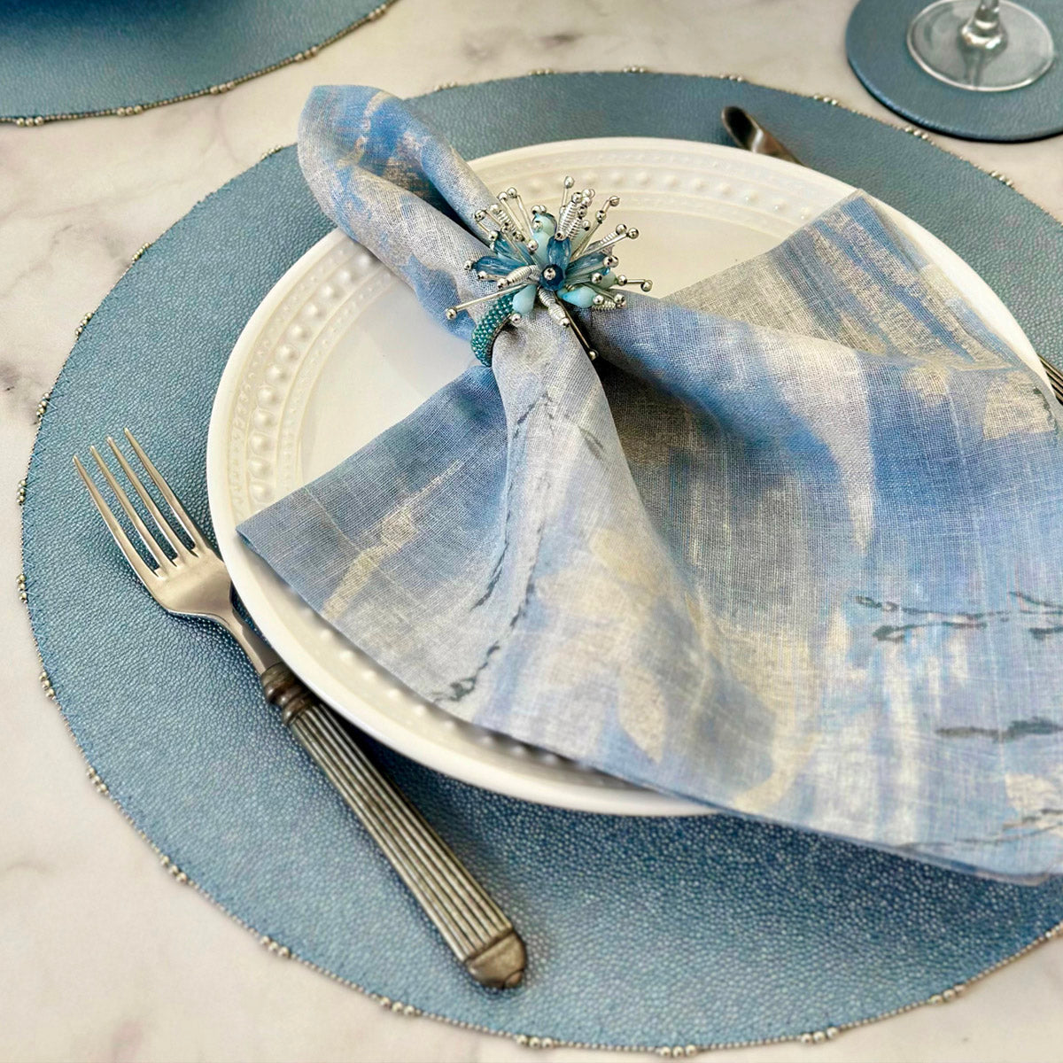 Charm 16-Inch Round Vinyl Placemats with Beaded Edges