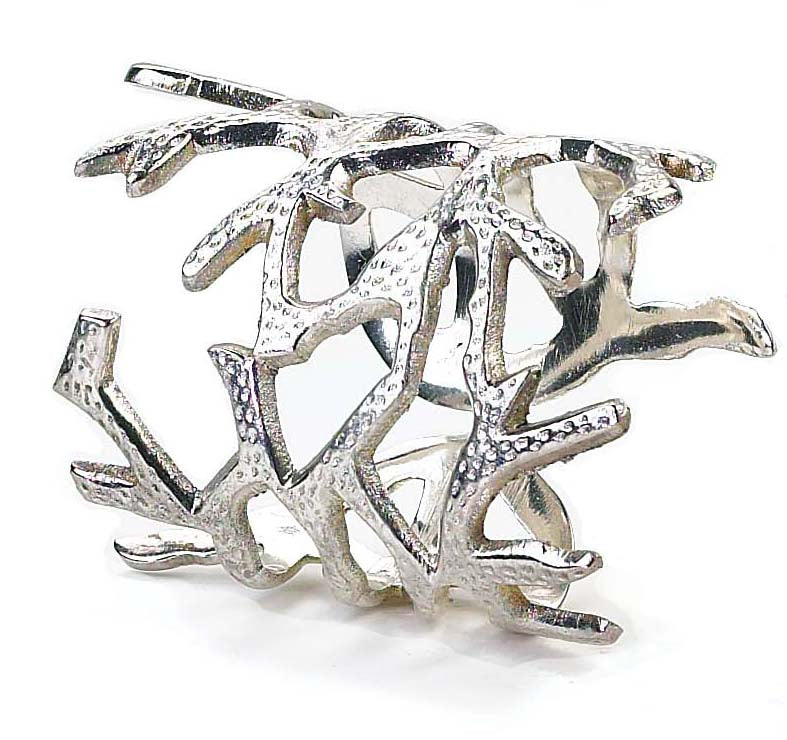 Coral Silver Napkin Ring - Set of 7