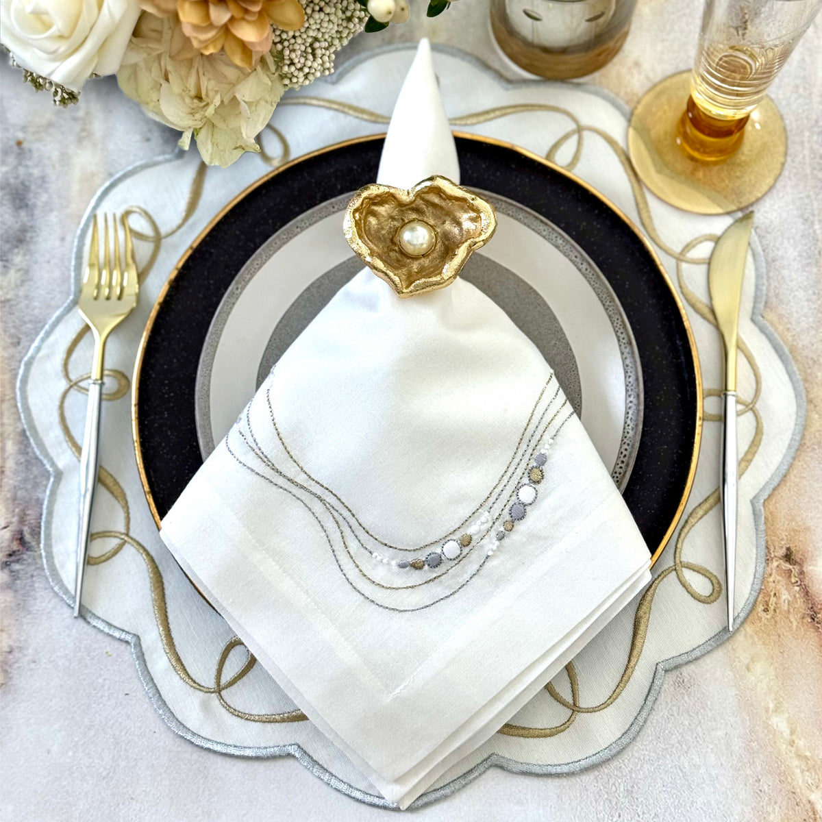 Drift Flow Embroidered Napkins