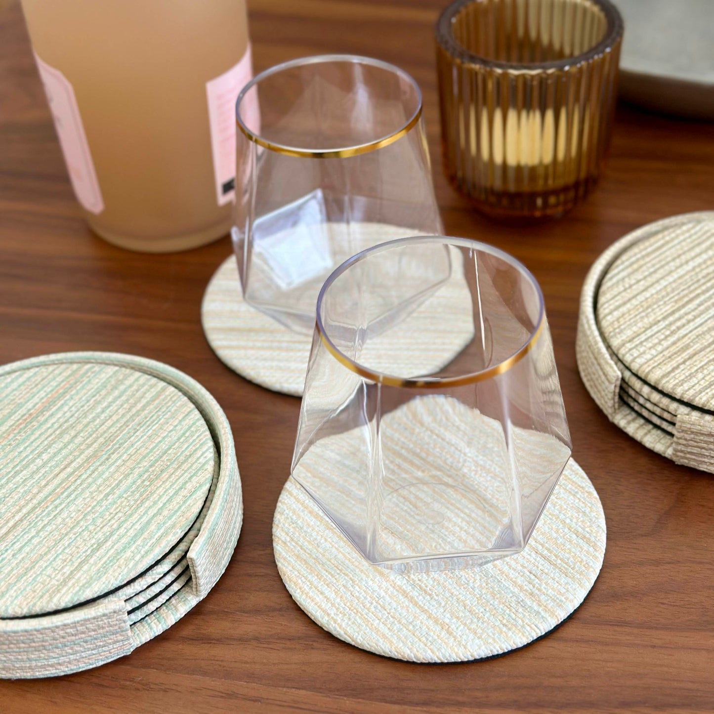 Grasscloth Round Coasters