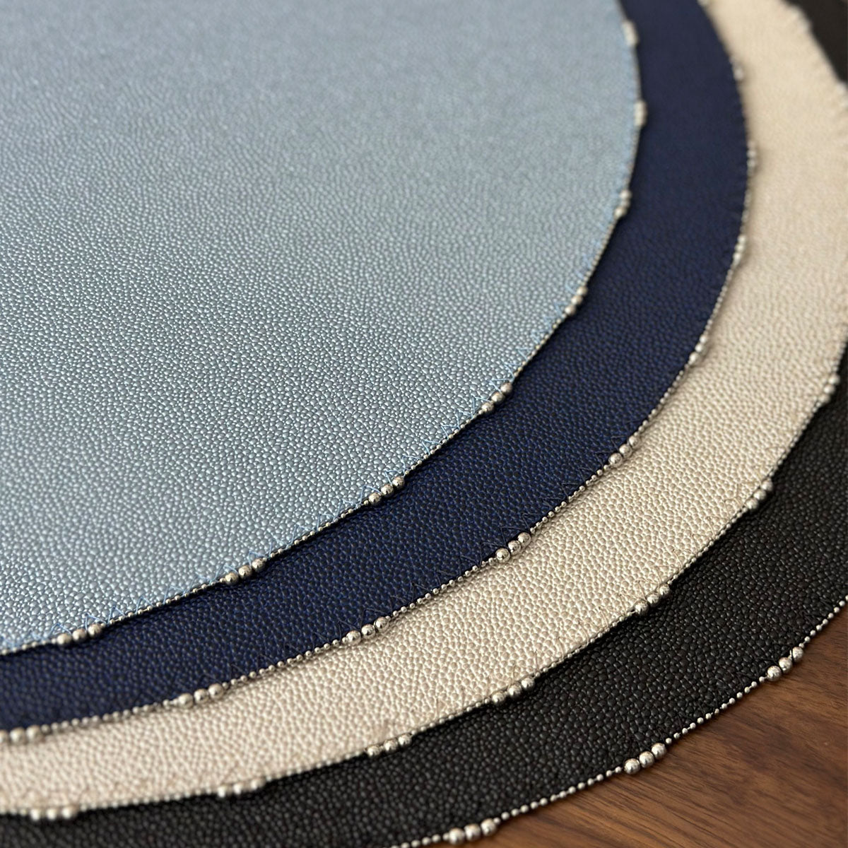 Charm 16-Inch Round Vinyl Placemats with Beaded Edges