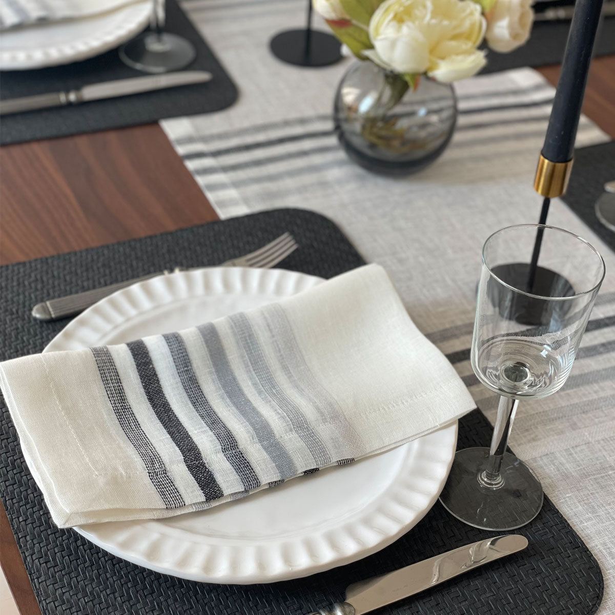 Logan Striped Linen Napkins and Runners