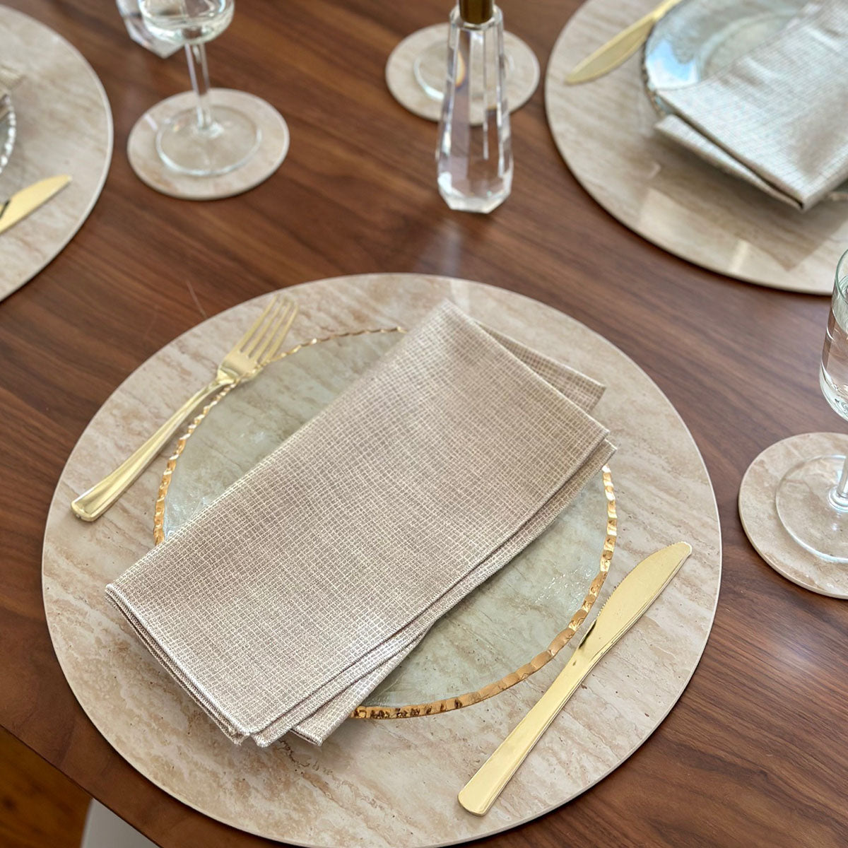 Pietra Round Acrylic Placemats with Vinyl Backing