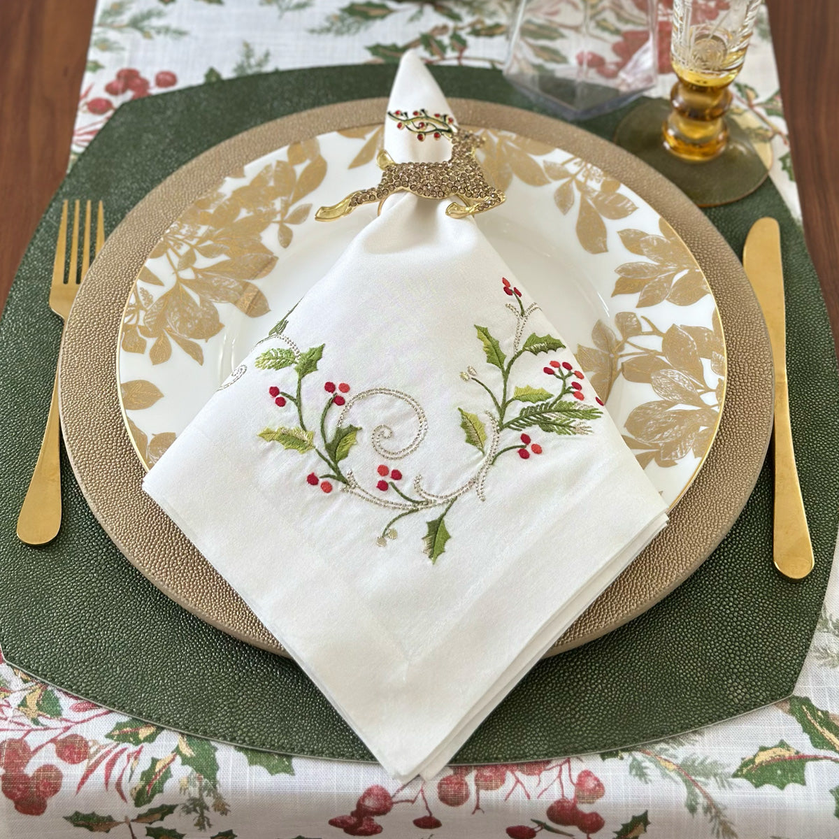 Winterberry Embroidered Napkin