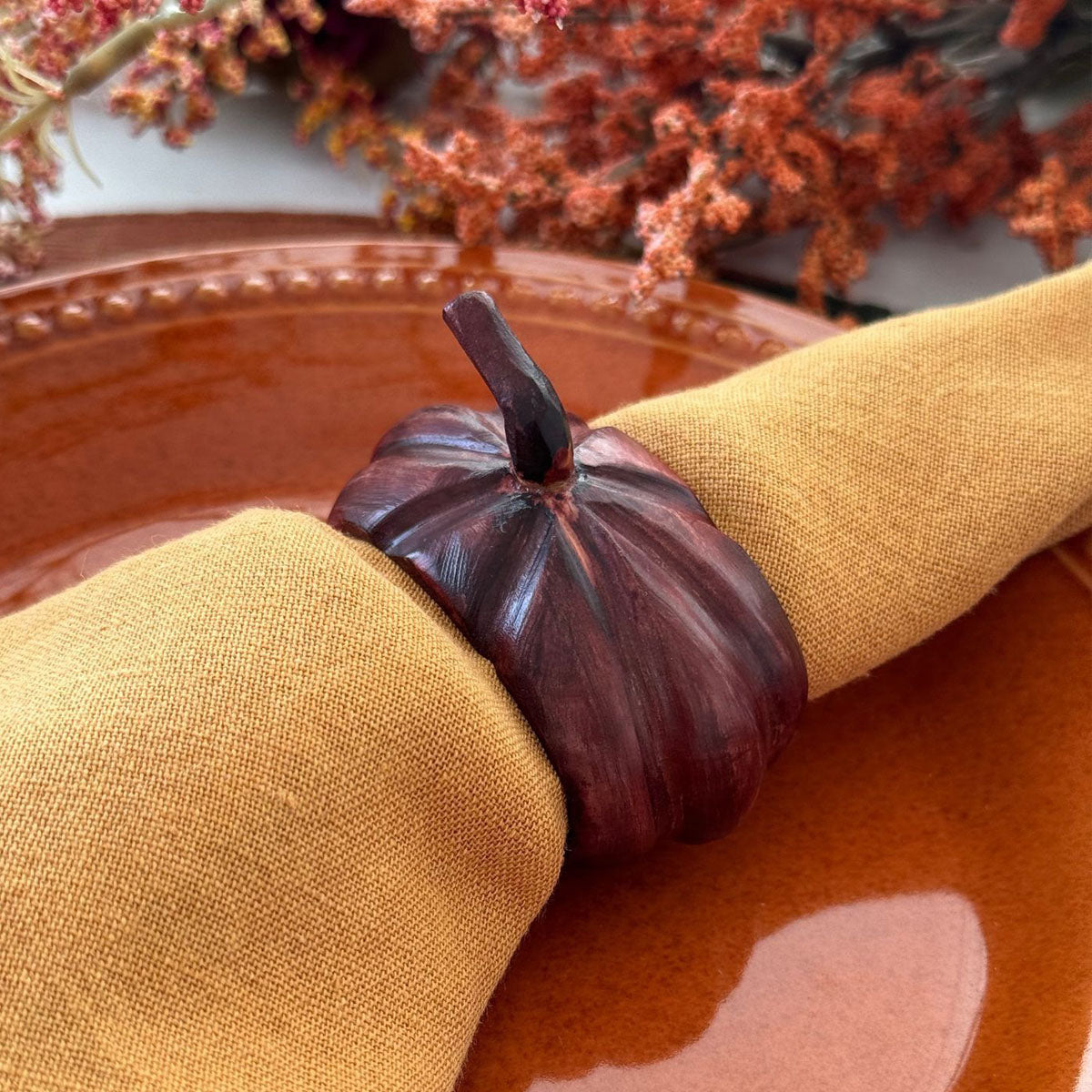 Wood Pumpkin Napkin Ring