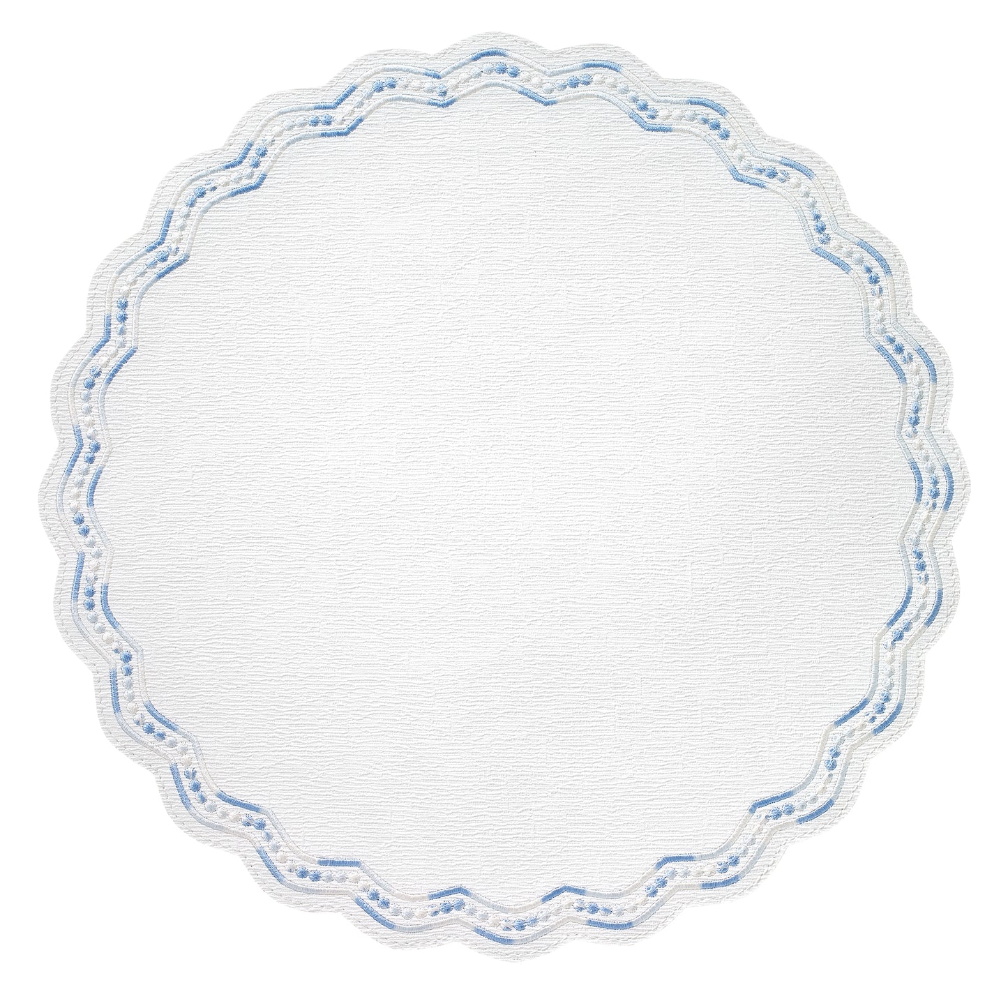 Belgravia 15-Inch Scalloped Embroidered Vinyl Placemats