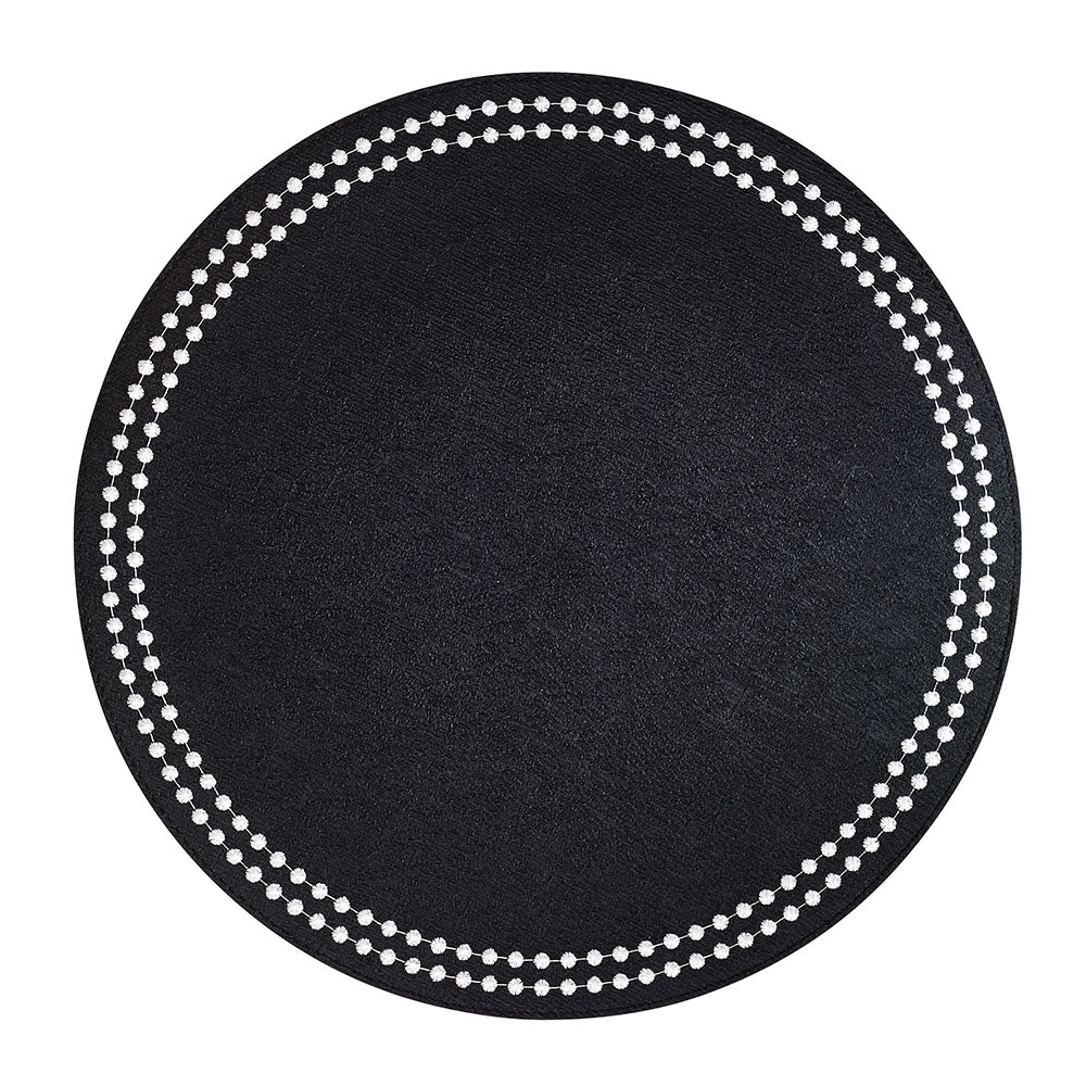 Pearls 15-Inch Round Embroidered Placemats