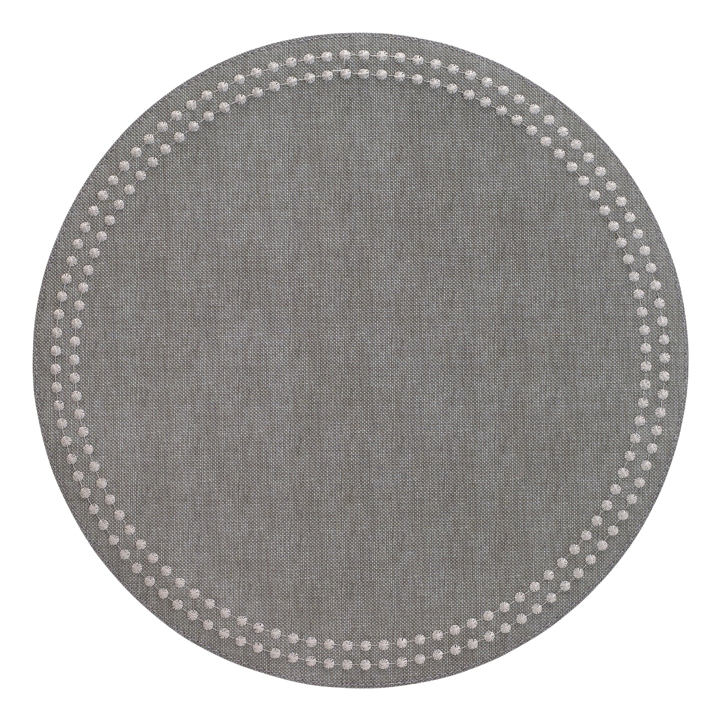 Pearls 15-Inch Round Embroidered Placemats