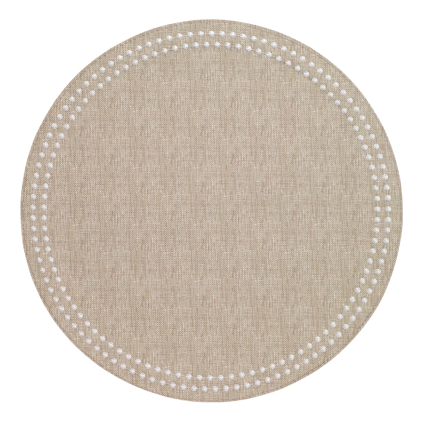 Pearls 15-Inch Round Embroidered Placemats
