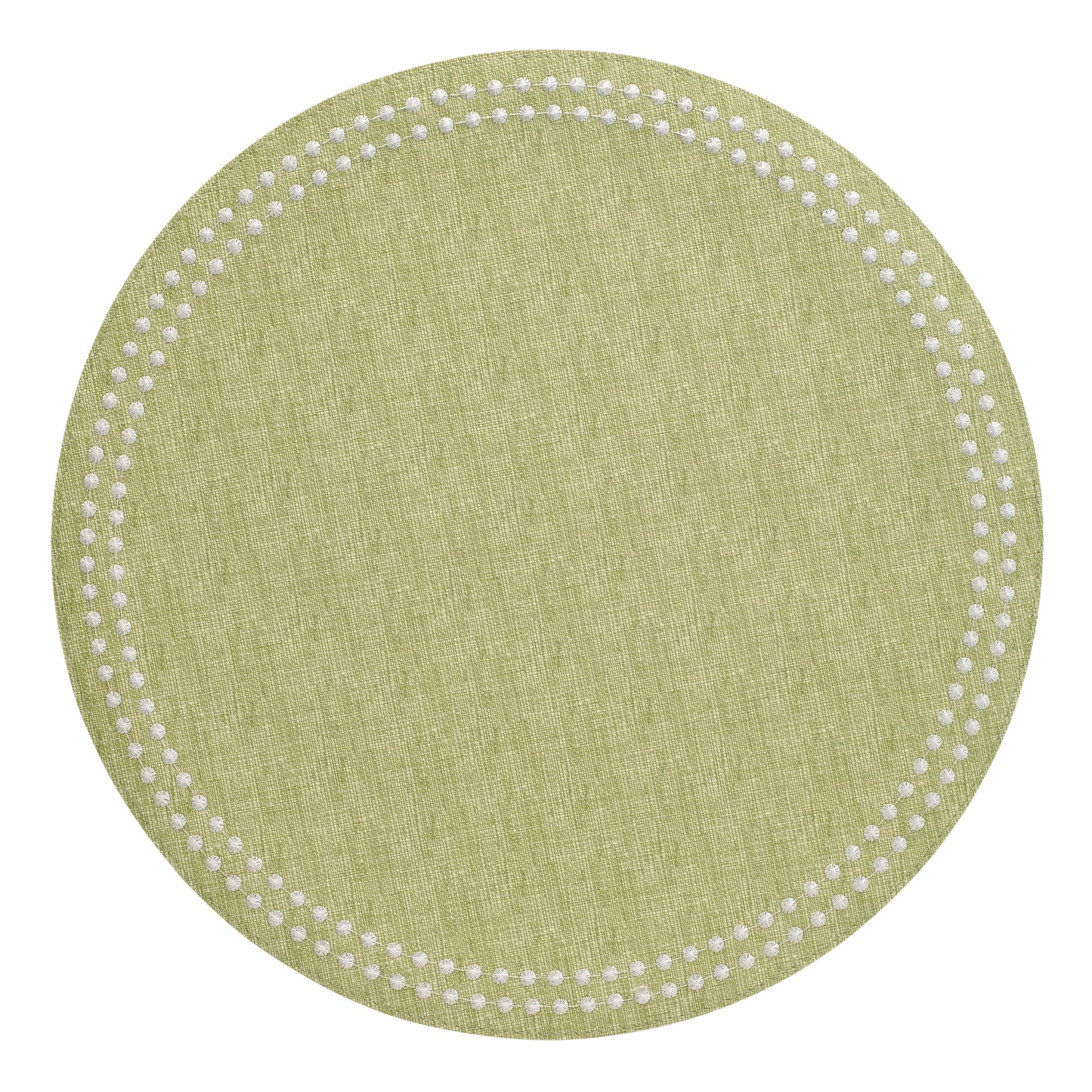 Pearls 15-Inch Round Embroidered Placemats