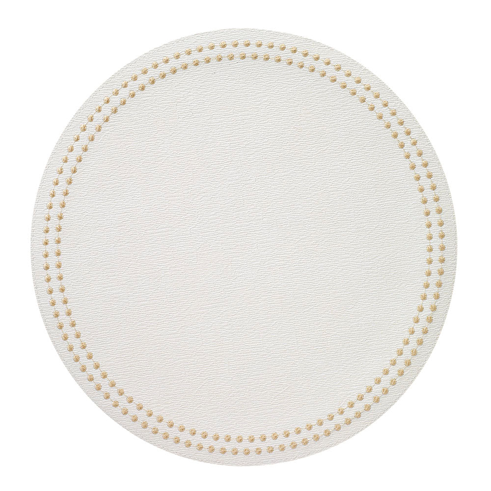 Pearls 15-Inch Round Embroidered Placemats