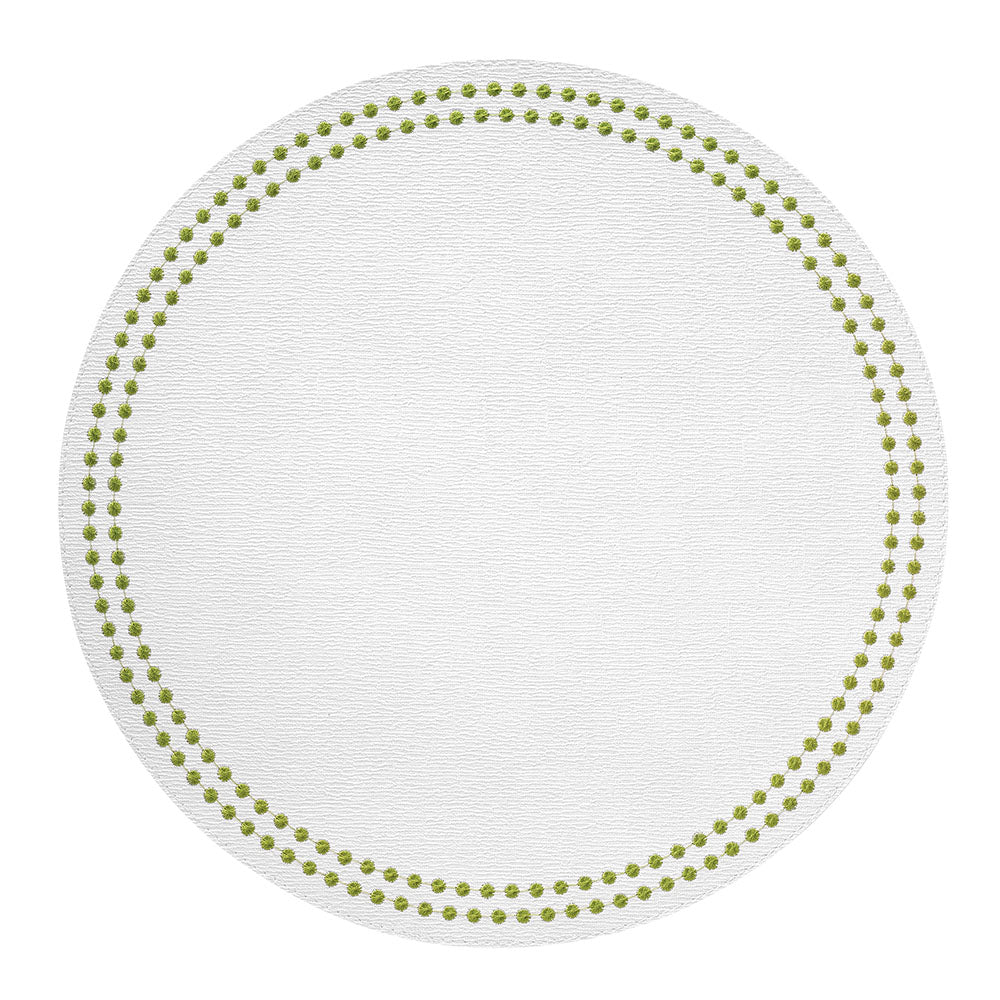 Pearls 15-Inch Round Embroidered Placemats