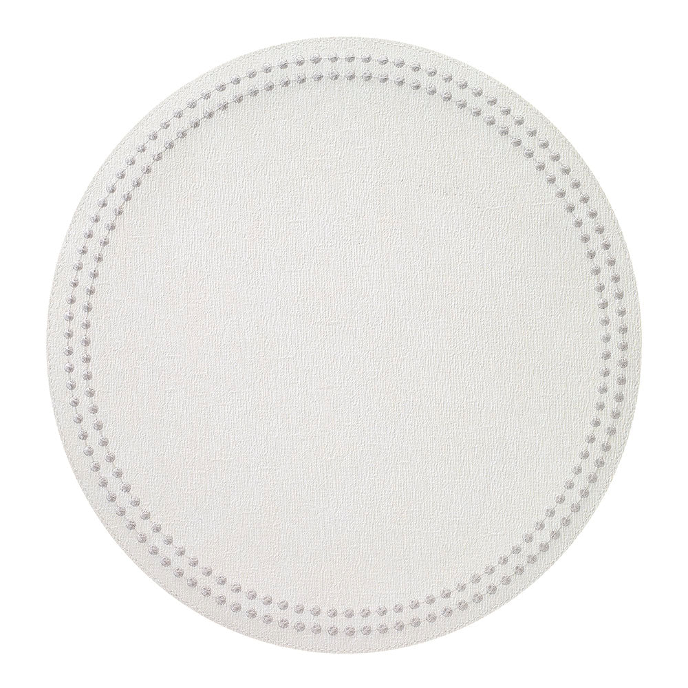 Pearls 15-Inch Round Embroidered Placemats