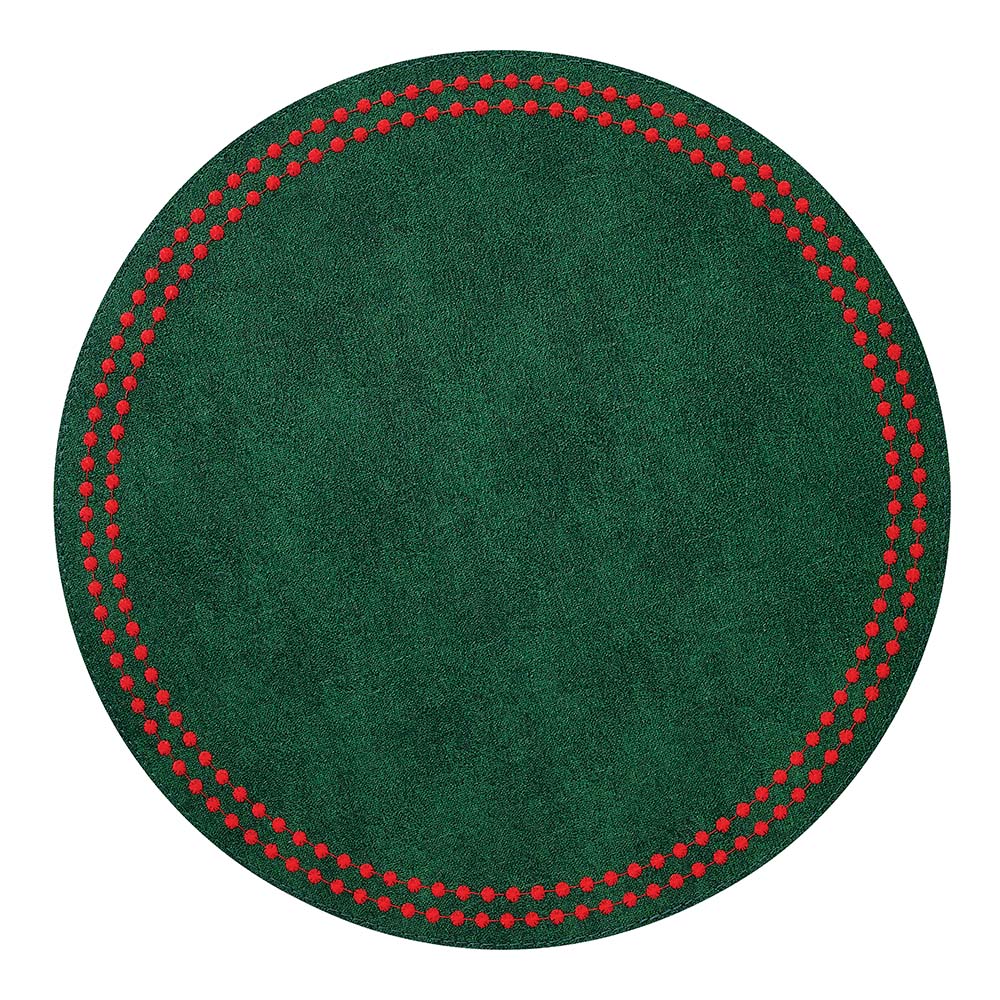 Pearls 15-Inch Round Embroidered Placemats