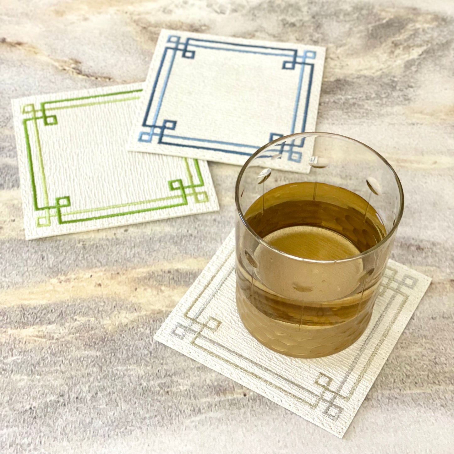 Link Embroidered Square Coasters