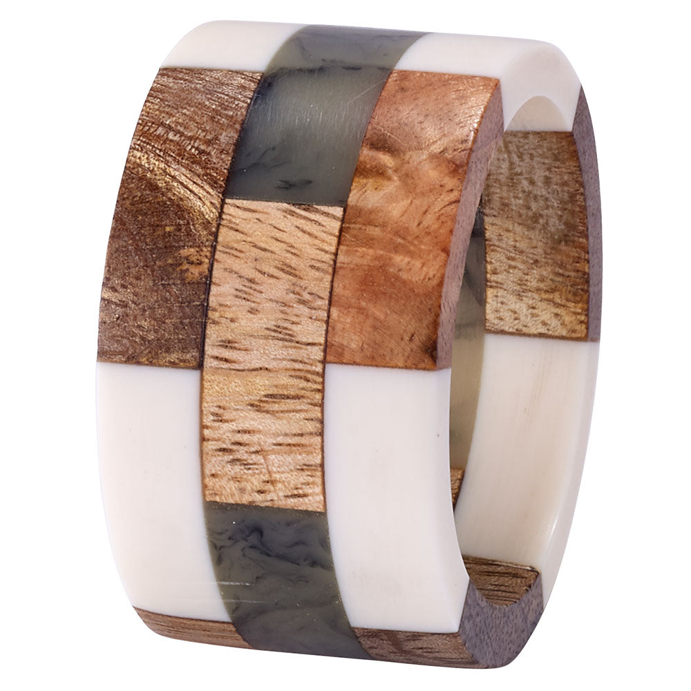 Patched Wood Natural Napkin Ring