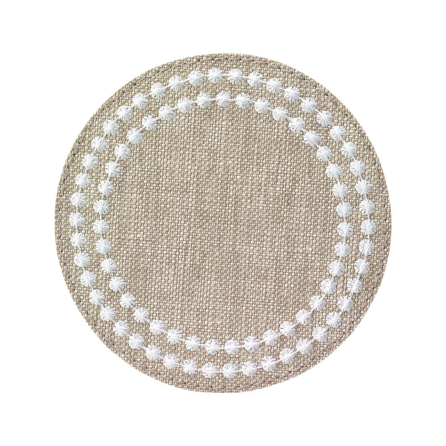 Pearls Embroidered Round Coasters