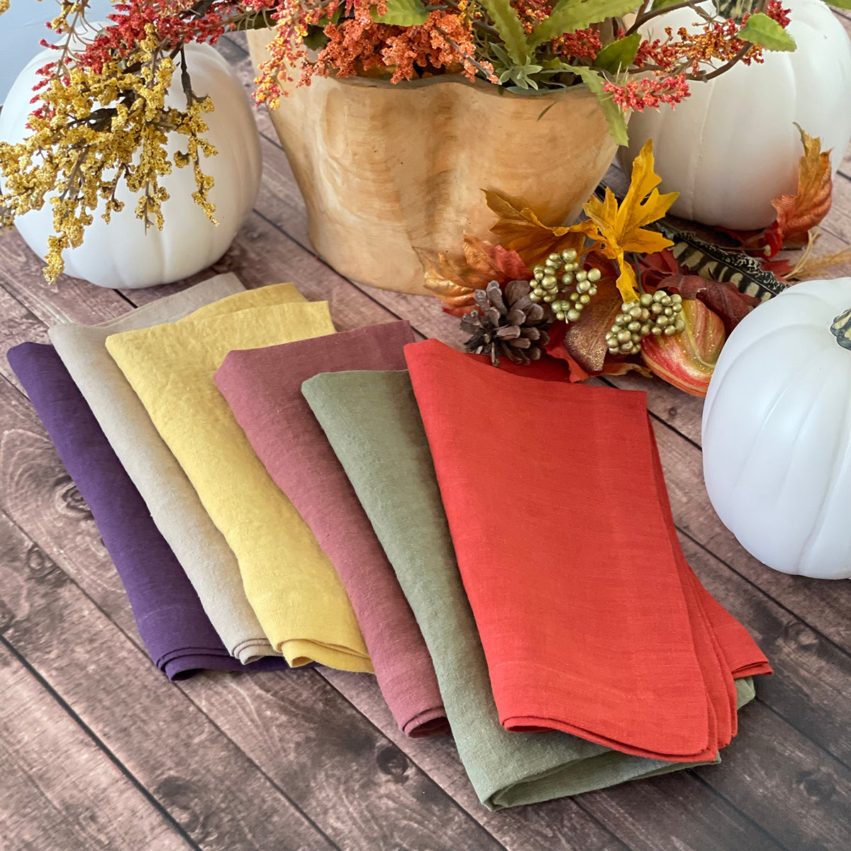 Riviera Solid Stonewashed 22-Inch Linen Napkins
