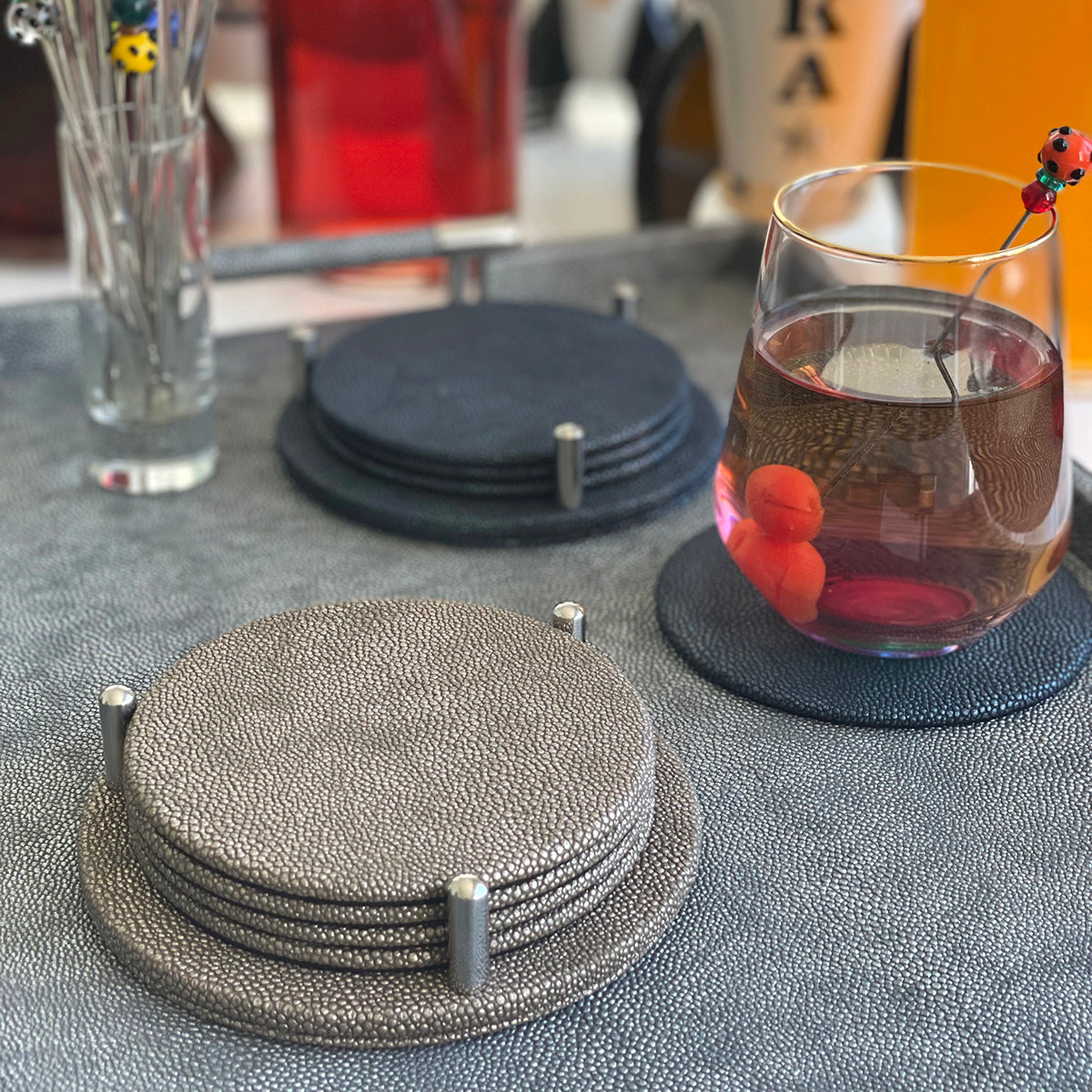 Stingray Round Coasters with Holder
