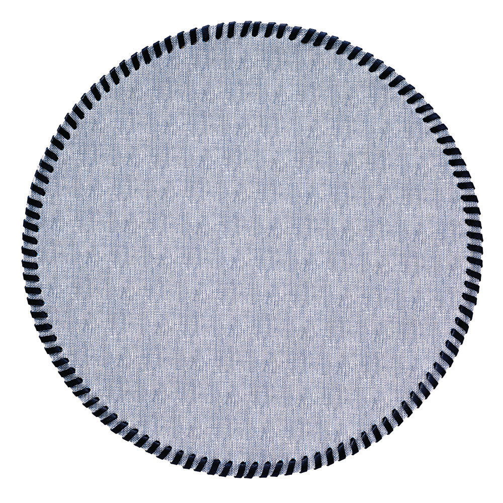 Whipstitch Round Vinyl Placemats with Leather Trim