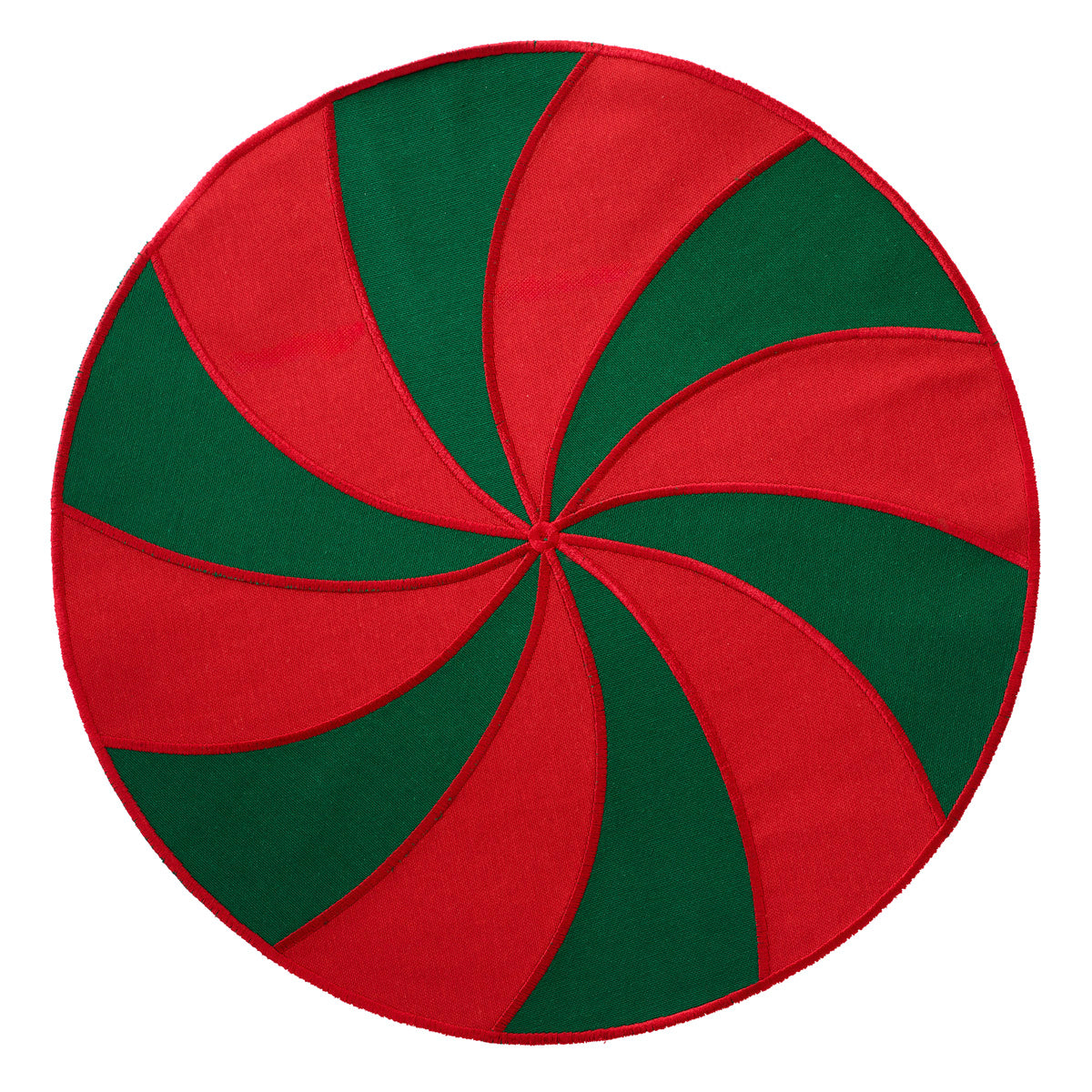 Candy Cane Embroidered Holiday Round Placemats