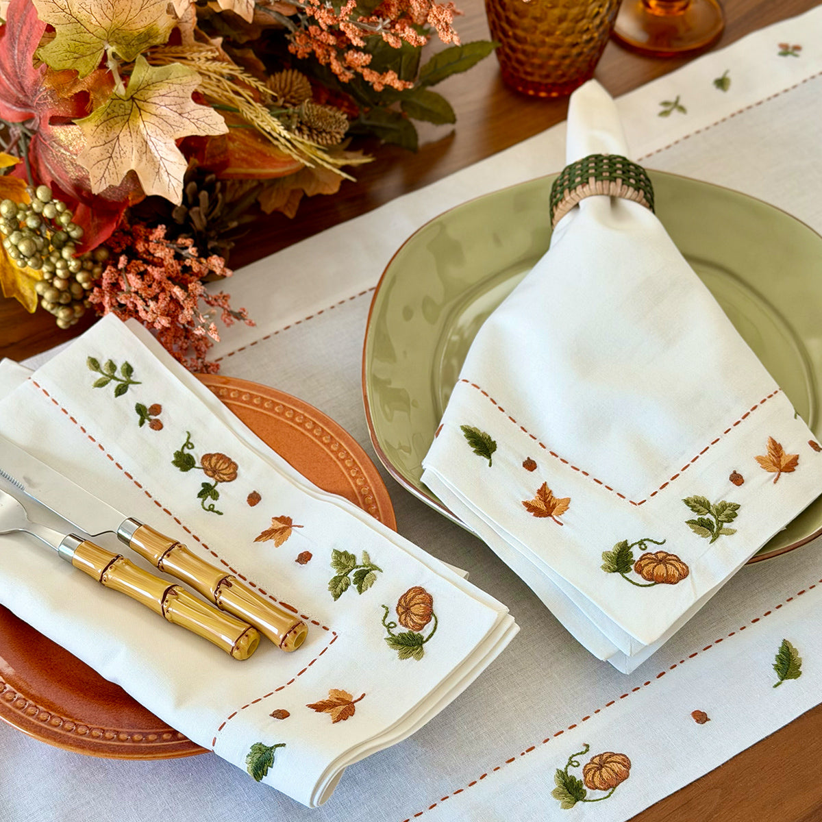 Autumn Medley Embroidered Napkins & Runners