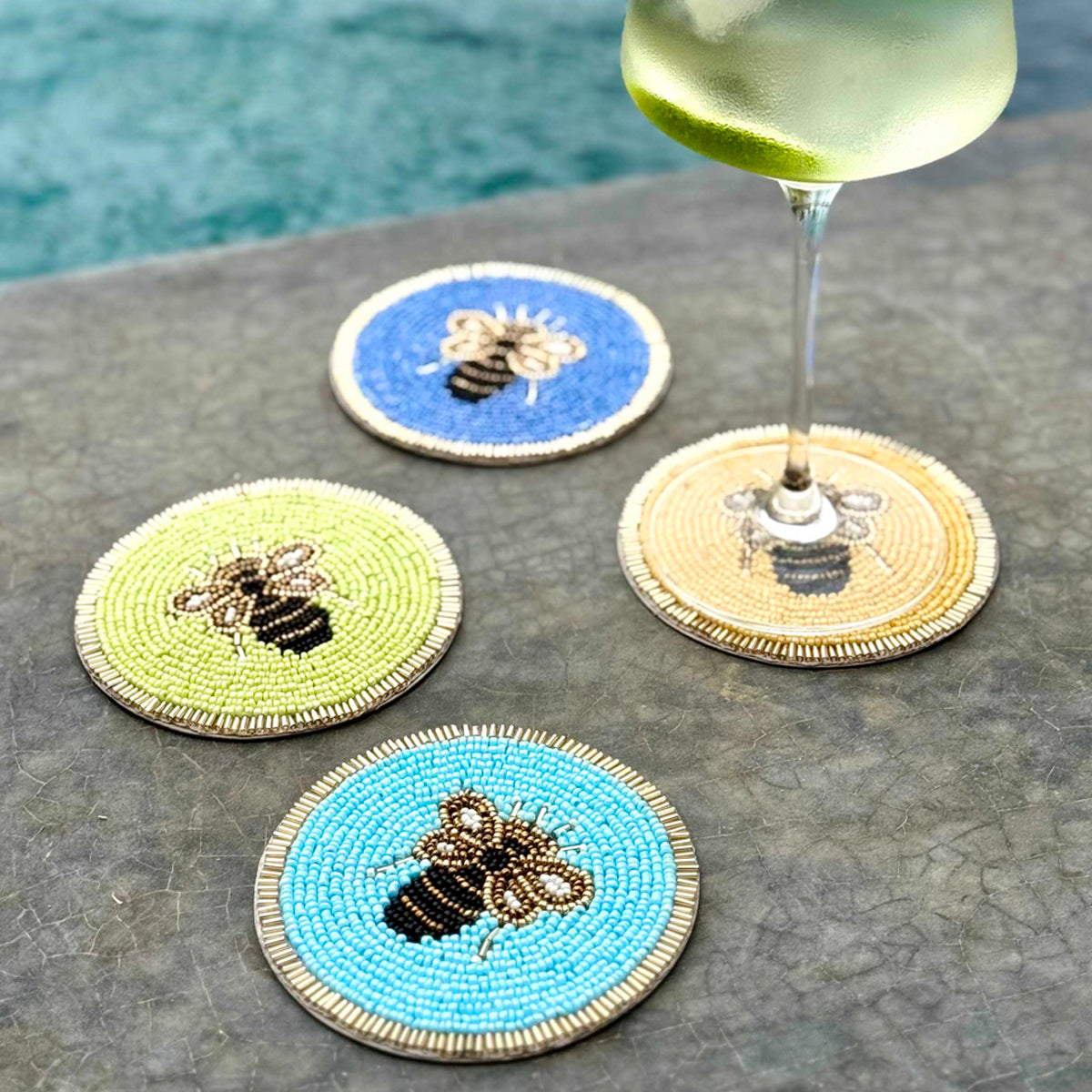 Beehive Beaded Colorful Coasters