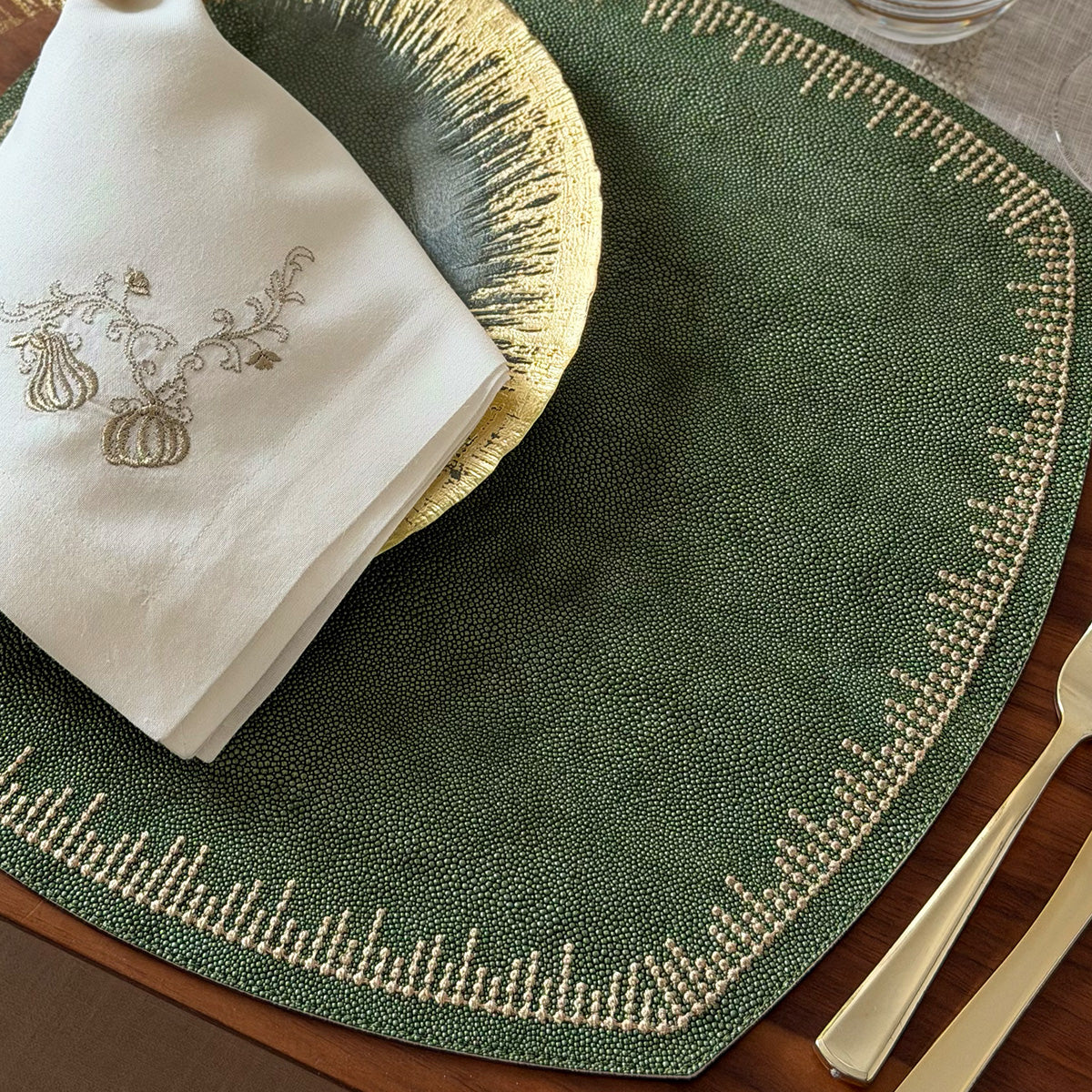 Blaze Square Elliptic Mats with Metallic Embroidery