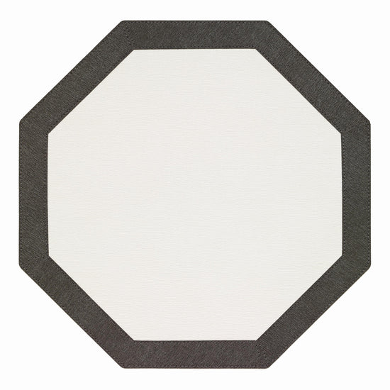 Bordino Willow Charcoal Octagon Placemats - Set of 10