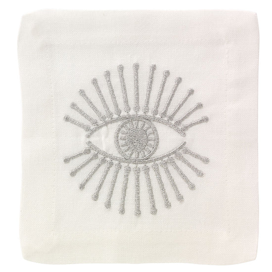Bright Eyes Silver Cocktail Napkins - Set of 10