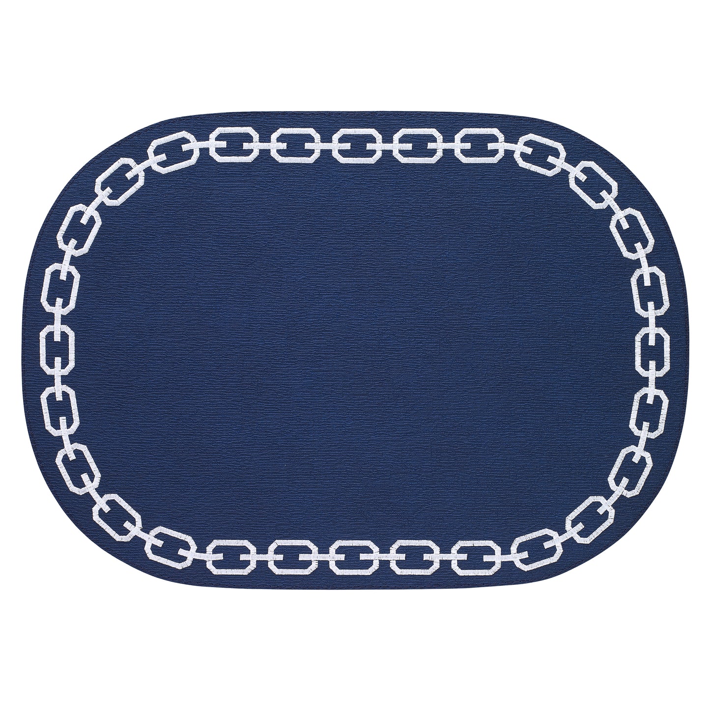 Chains Navy White Oval Placemats - Set of 7