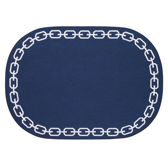 Chains Navy White Oval Placemats - Set of 7