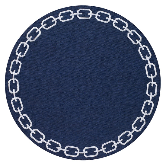 Chains Navy White Round Placemats - Set of 11