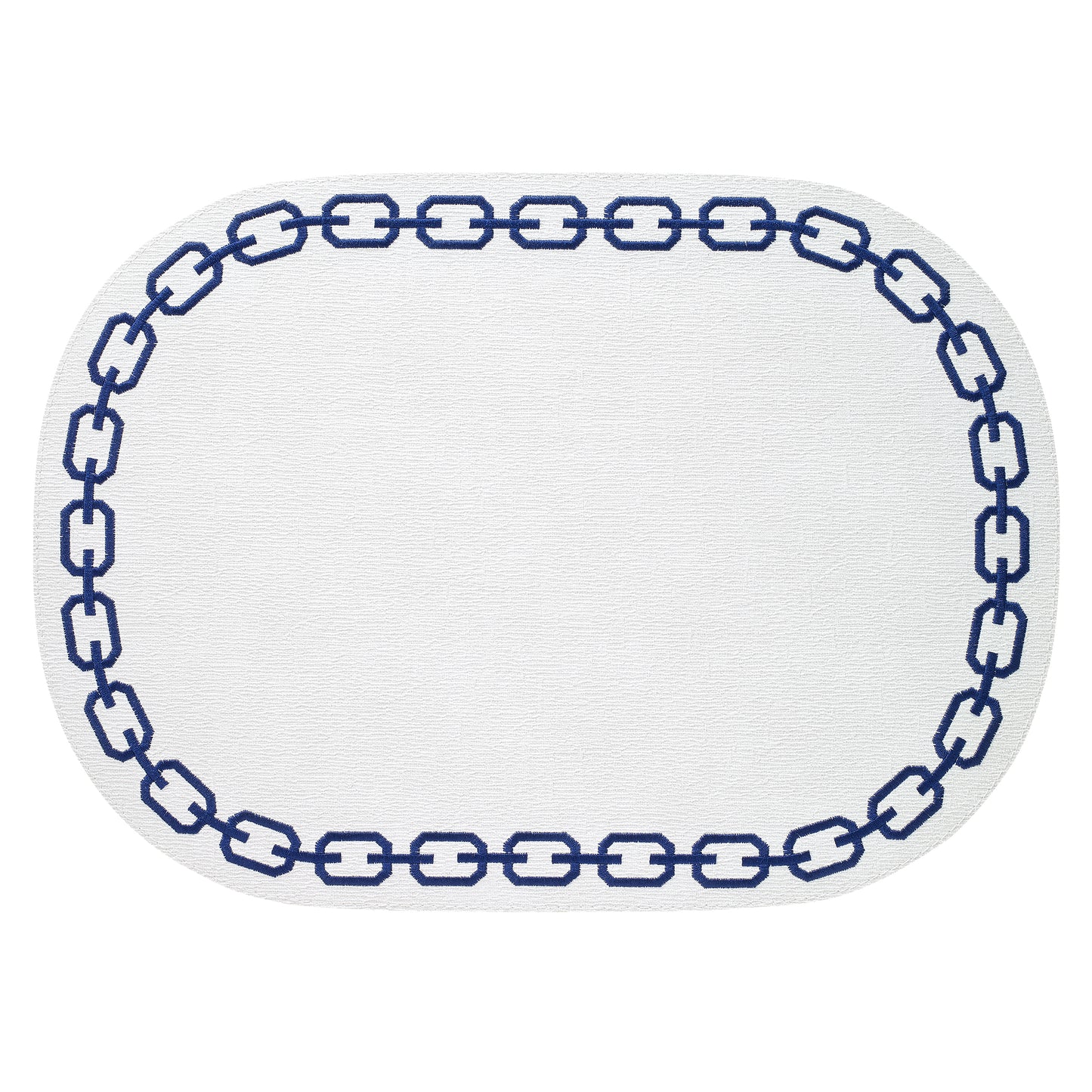 Chains White Navy Oval Placemats - Set of 10