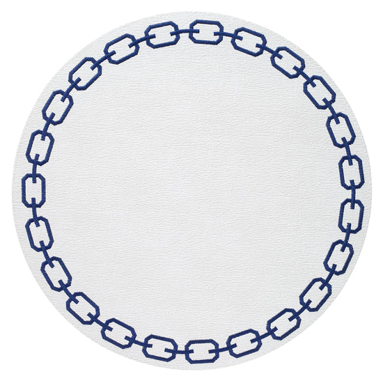 Chains White Navy Round Placemats - Set of 8