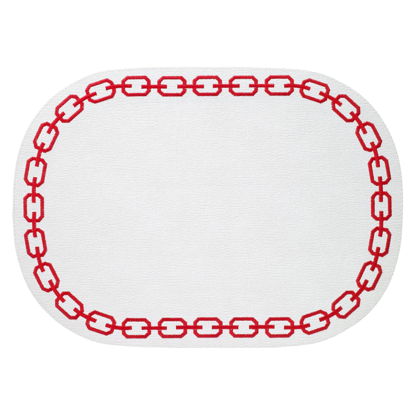 Chains Red/white Oval Embroidered Nautical Placemats Set of 11
