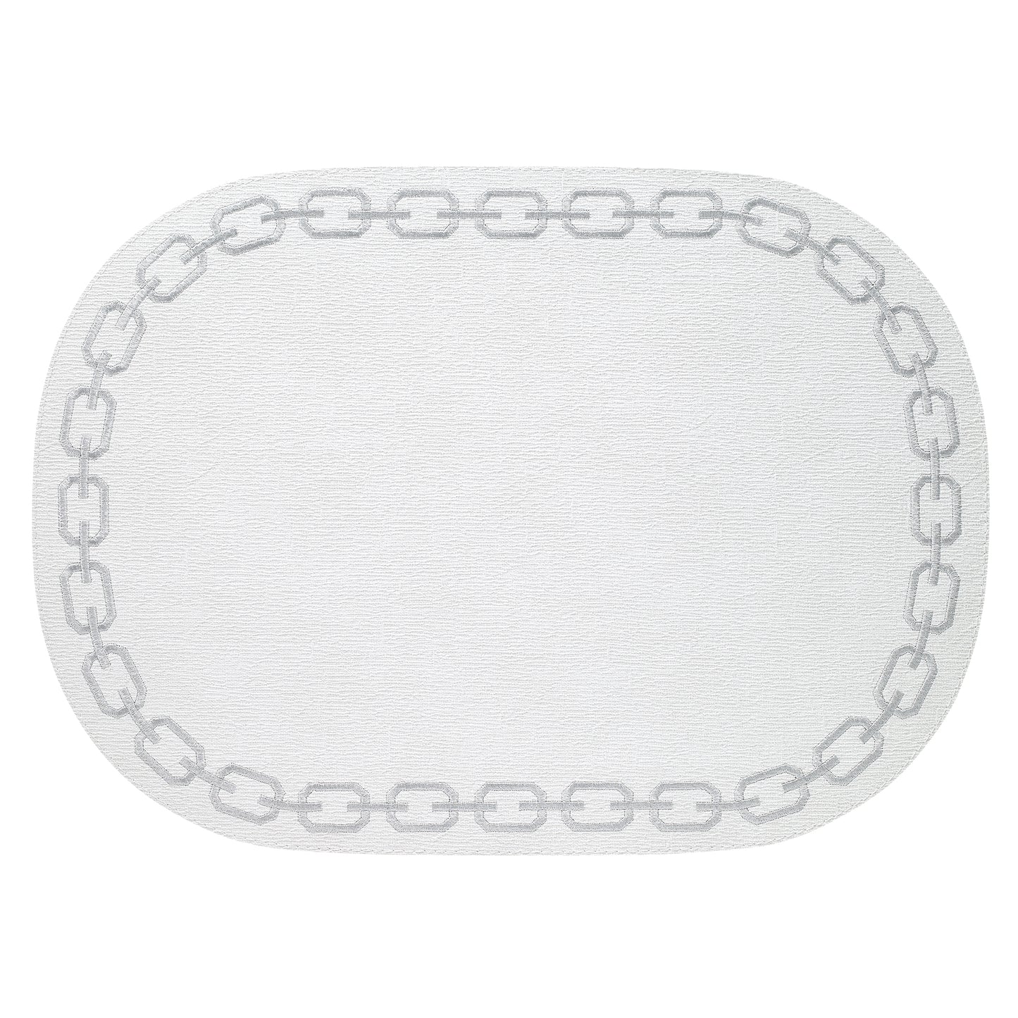 Chains White Silver Oval Placemats - Set of 3