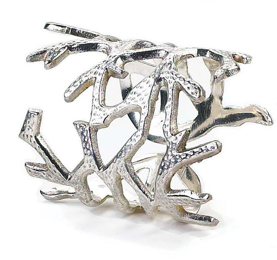 Coral Silver Napkin Ring - Set of 7