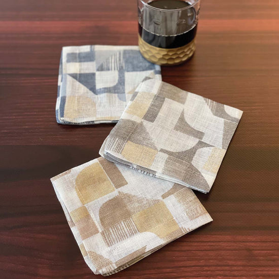 Geo Silver Cocktail Napkins - Set of 2