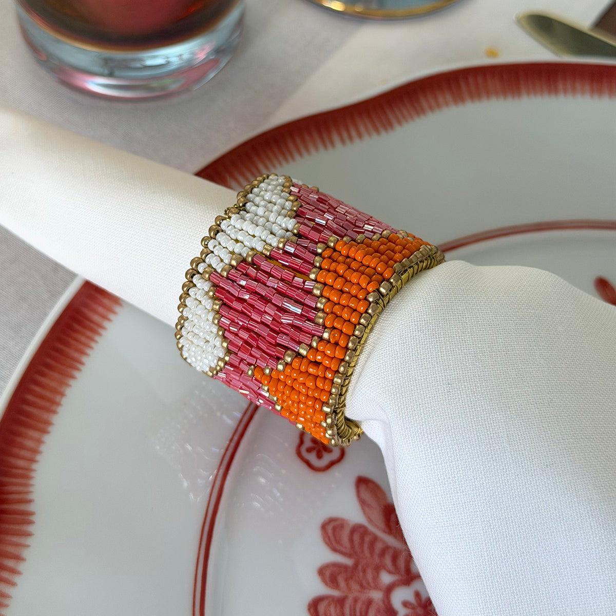 Harlequin Beaded Napkin Ring