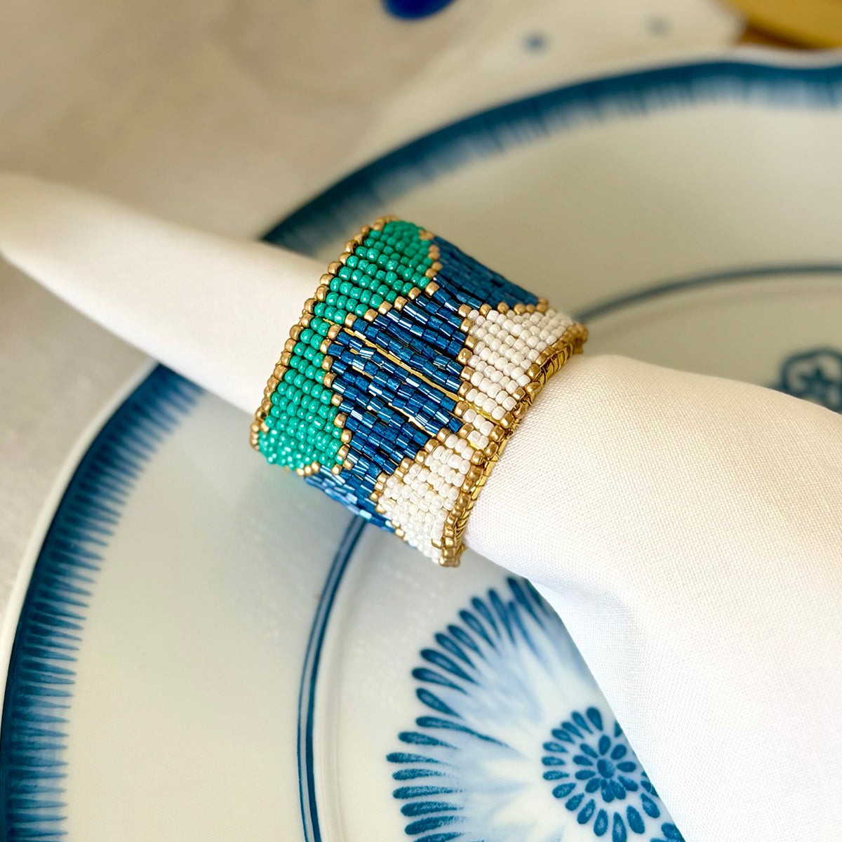 Harlequin Beaded Napkin Ring