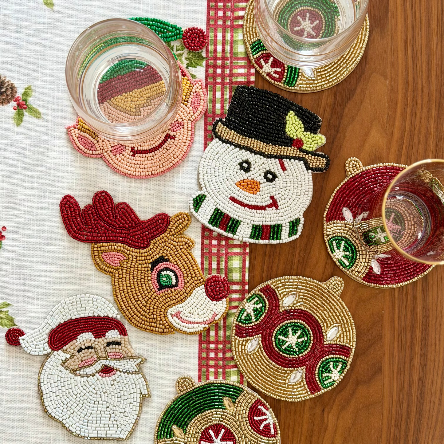 Yuletide Tales Beaded Coasters (Set of 4)