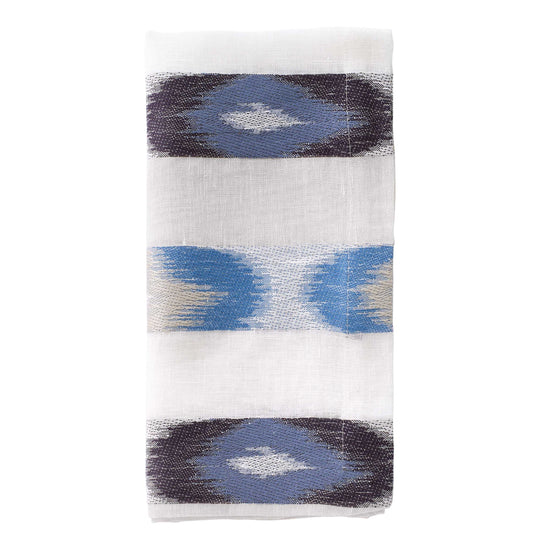 Ikat Blue Navy (All White) Napkins - Set of 8