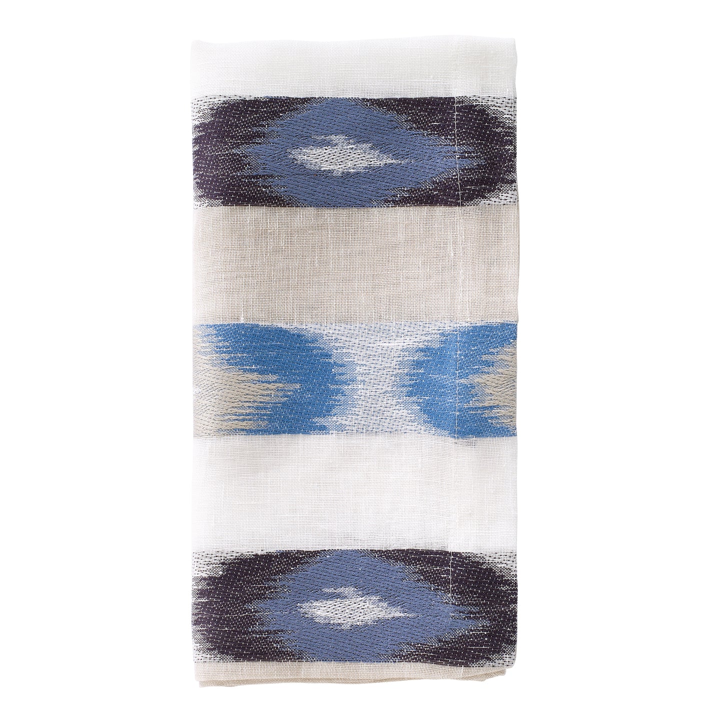 Ikat Blue Navy (White/Beige) Napkins - Set of 4