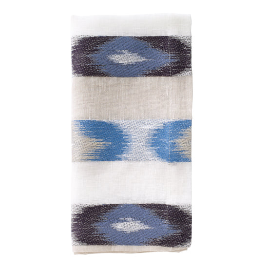 Ikat Blue Navy (White/Beige) Napkins - Set of 4