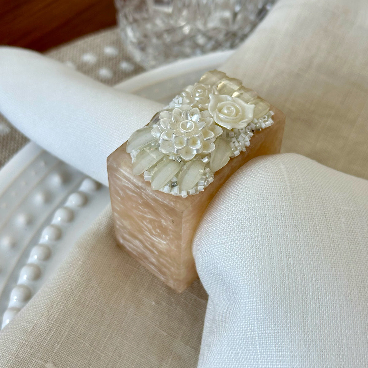 Ivory Petal Napkin Ring – Bodrum Linens